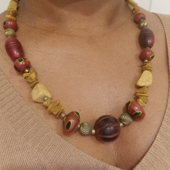 Multi-stoned beaded long necklace - Picture 1 of 8